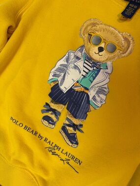 Polo Bear Crewneck Sweatshirt Yellow Kids M (8-10) Ralph Lauren